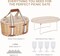 Picnic Basket Set for 4 - Wicker Insulated Picnic Basket with Folding Wine Table, Wine Picnic Kit with Liner for Couples, Camping, Outdoor, Valentine (WhiteFlower)